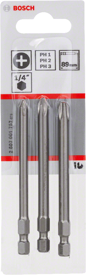 Juego de puntas de destornillador Bosch PH de 89 mm para herramientas eléctricas.