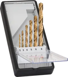 Juego de 6 brocas para metal HSS-TiN de la línea Robust de Bosch .