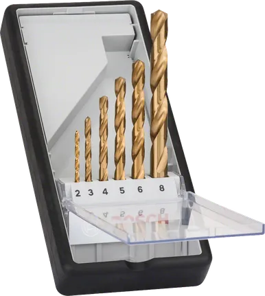 Juego de 6 brocas para metal HSS-TiN de la línea Robust de Bosch .
