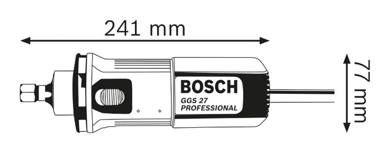 Dimensiones de amoladora recta.