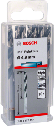 Paquete de brocas Bosch HSS PointTeQ de 4,9 mm.