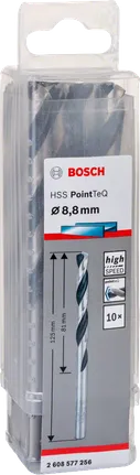 Paquete de brocas Bosch HSS PointTeQ de 8,8 mm.