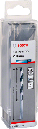 Paquete de brocas Bosch HSS PointTeQ de 9,0 mm.