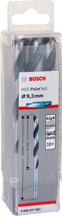 Paquete de brocas Bosch HSS PointTeQ de 9,3 mm.