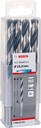 Brocas Bosch HSS PointTeQ de 10,3 mm.