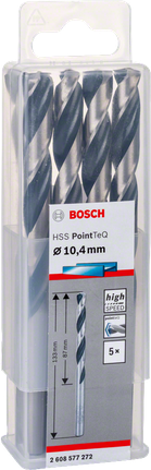 Paquete de brocas Bosch HSS PointTeQ de 10,4 mm.