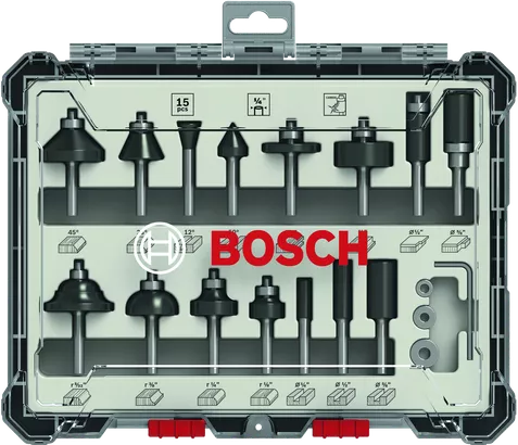 Set de fresas para fresadoras mixto, 15 unidades - Bosch Professional