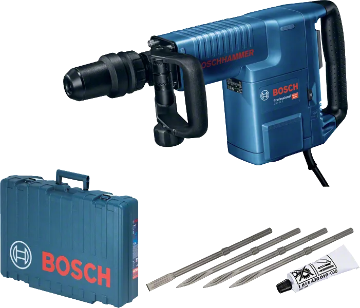 Martillo demoledor Bosch GSH 11 E con maletín y cinceles.