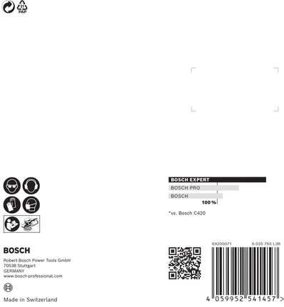 Papel de lija Bosch EXPERT C470 de 125 mm, grano 120, con 8 agujeros.