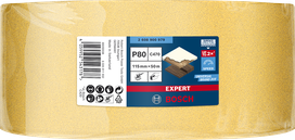 Rollo de papel de lija Bosch EXPERT C470 de 115 mm x 50 m, grano 80.
