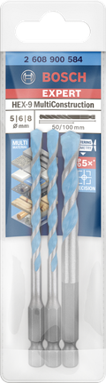 Juego de brocas Bosch EXPERT HEX-9 MultiConstruction, 3 piezas.