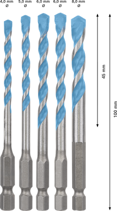 Juego de brocas Bosch EXPERT HEX-9 MultiConstruction de 5 piezas.