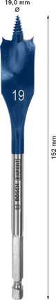Broca plana Bosch EXPERT Self Cut Speed ​​de 19 mm.
