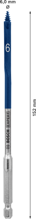 Broca de pala autocortante Bosch EXPERT de 6 x 152 mm.