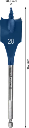 Broca de pala autoajustable Bosch EXPERT de 28 mm.