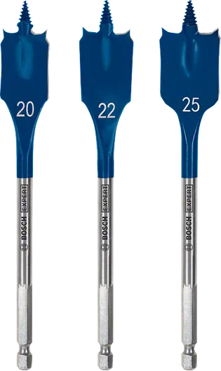 Juego de brocas planas Bosch EXPERT Self Cut Speed ​​de 20, 22 y 25 mm.