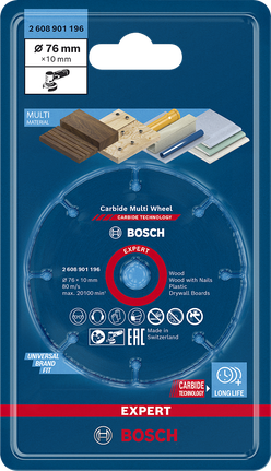 Disco de corte de metal duro Bosch EXPERT Multi Material 76×10 mm.