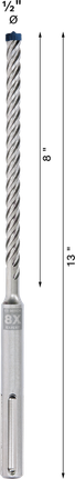 Broca para taladro percutor Bosch EXPERT SDS max-8X, 1/2 pulgada.