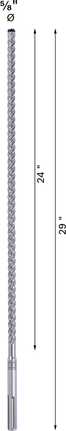 Broca para taladro percutor Bosch SDS max-8X de 5/8 de pulgada de diámetro.