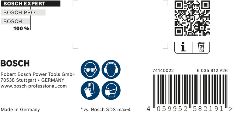 Etiqueta de la broca para taladro percutor Bosch EXPERT SDS max-8X.