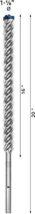 Broca para taladro percutor Bosch SDS max-8X de 1-1/8 pulgadas de diámetro.