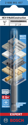 Broca Bosch EXPERT HEX-9 MultiConstruction de 1/8″.