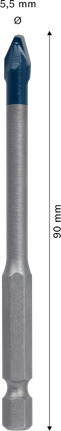 Broca de cerámica dura Bosch EXPERT HEX-9 de 5,5 x 90 mm.