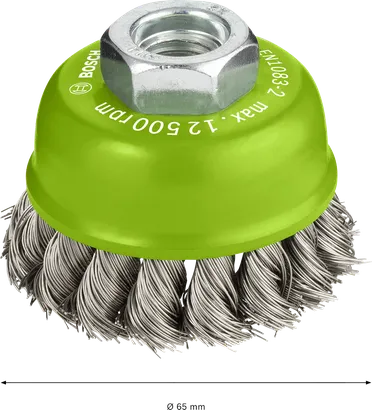 Cepillo de copa de acero inoxidable Bosch PRO, 65 mm de diámetro.