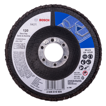 Disco de láminas de acero Bosch X421 115mm G120 óxido de aluminio.