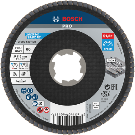 Disco de láminas Bosch PRO X571 en ángulo de 115 mm G60 X-Lock.