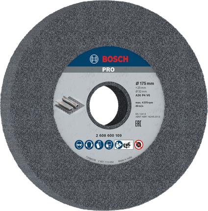Muela abrasiva para metal Bosch PRO 175x25x32 mm G36.
