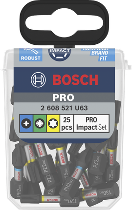Juego de puntas de destornillador de impacto Bosch PRO, 25 piezas.
