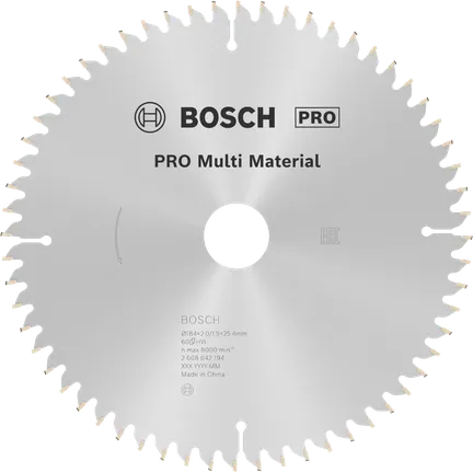 Hoja de sierra circular Bosch PRO Multi Material de 184 mm.