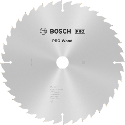 Hoja de sierra circular Bosch PRO Wood de 305 mm para cortar madera.