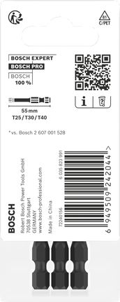 Puntas de impacto Bosch PRO T T25 T30 T40 55 mm 3 piezas.