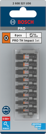 Bosch PRO TH Juego de puntas de impacto, 8 piezas.
