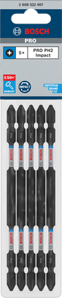 Puntas de impacto de doble punta Bosch PRO PH2 de 150 mm (paquete de 5).
