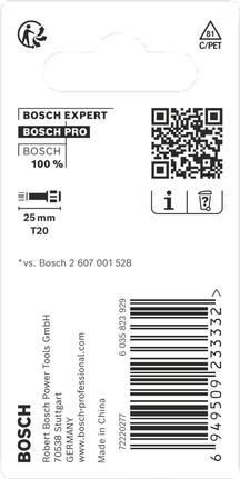 Paquete de puntas Bosch PRO Torx T20 de 25 mm.