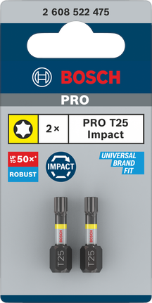Puntas de impacto Bosch PRO T25 de 25 mm (paquete de 2).