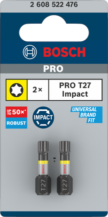 Puntas de impacto Bosch PRO Torx T27 de 25 mm.