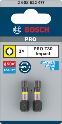 Puntas de impacto Bosch PRO Torx T30 de 25 mm (paquete de 2).