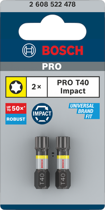 Puntas de impacto Bosch PRO T40 de 25 mm (paquete de 2).