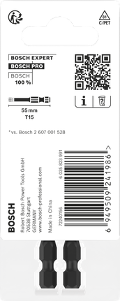 Paquete de 2 puntas Bosch PRO Torx T15 de 55 mm.