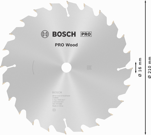 Hoja de sierra circular Bosch PRO Wood 210 mm 24 dientes.