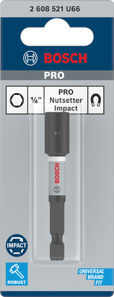 Llave de impacto Bosch PRO para tuercas de 1/4 de pulgada x 65 mm para tornillos hexagonales.