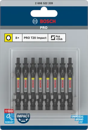 Paquete de 8 brocas de impacto Bosch PRO T20.