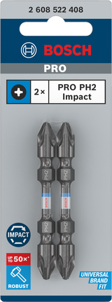 Puntas de impacto de doble punta Bosch PRO PH2 de 65 mm.