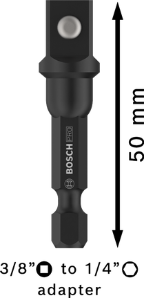 Adaptador de enchufe Bosch PRO de 3/8 de pulgada a 1/4 de pulgada, 50 mm.