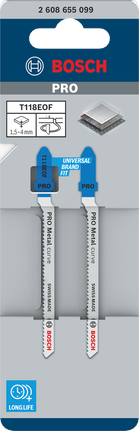 Hojas de sierra de calar Bosch PRO Metal Curve T118EOF para metal.