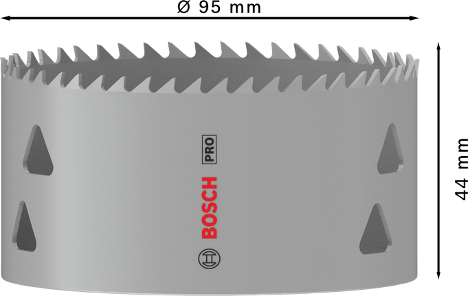 Sierra de corona multimaterial Bosch PRO de 95 mm para un corte versátil.